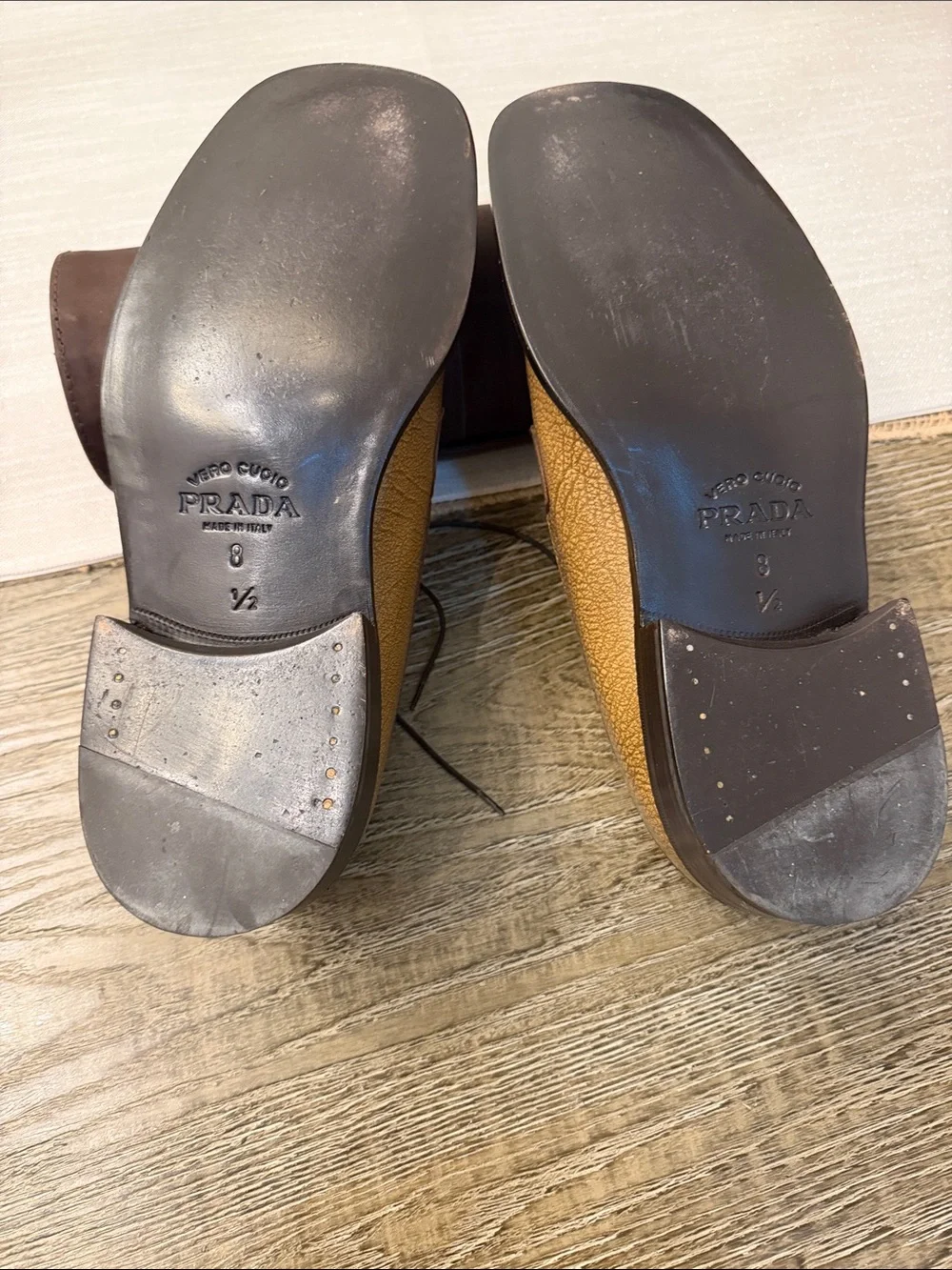Prada Men's Brown Leather Derby Shoes